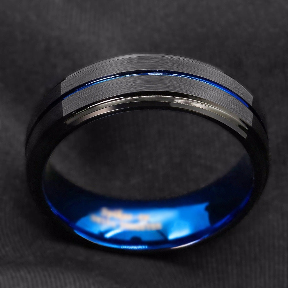 Stainless Steel Black Slotted Men Fashion Ring - Nyaabs