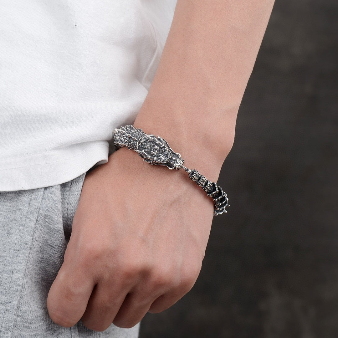 Handmade Retro Domineering Dragon Head Bracelet Men - Nyaabs