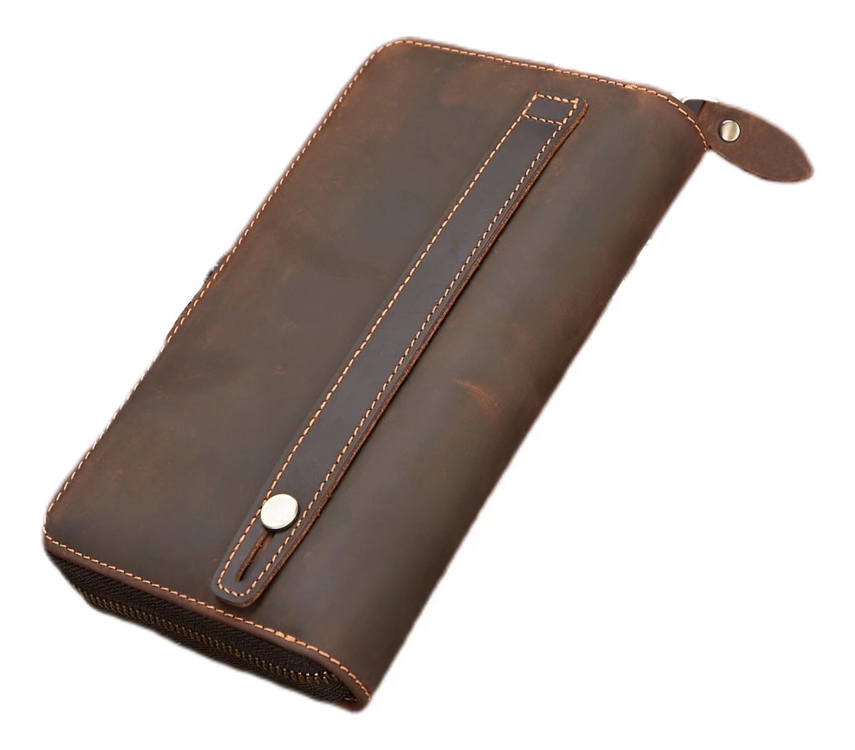 New Retro Hand Multifunctional Zipper Men's Leather Wallet - Nyaabs