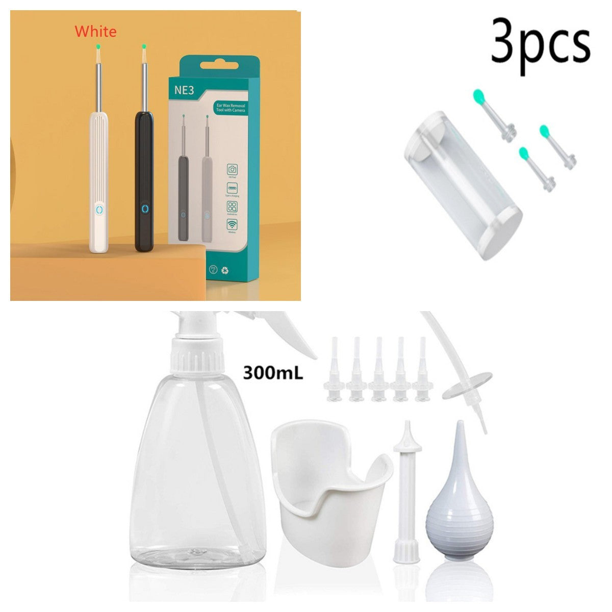 NE3 Ear Cleaner Otoscope Ear Wax Removal Tool With Camera LED Light Wireless Ear Endoscope Ear Cleaning Kit For I-phone nyaabs.com