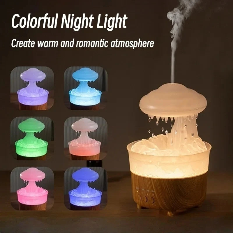 Rain Cloud Night Light Humidifier With Raining Water Drop Sound And 7 Color Led Light Essential Oil Diffuser Aromatherapy - Nyaabs