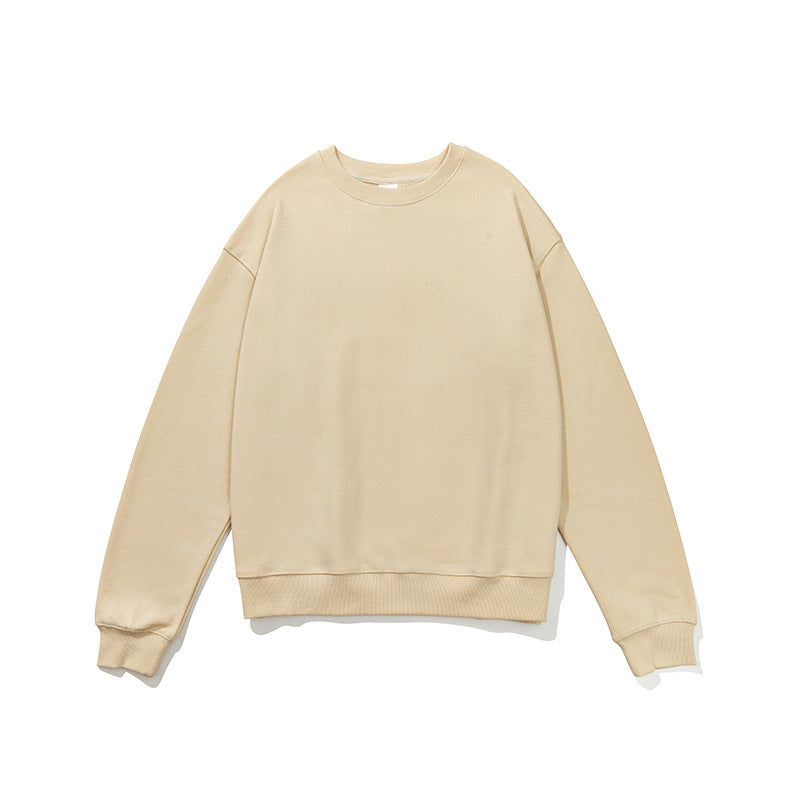 380g Terry Cotton Round Neck Sweater Loose European And American Retro FOG Color Matching - Nyaabs