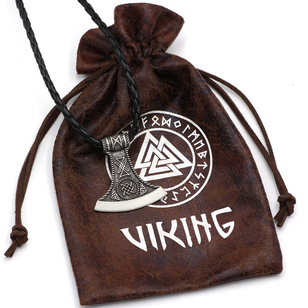 Nordic Viking Symbol Axe Pendant Necklace Men - Nyaabs