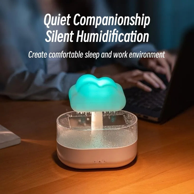 Rain Cloud Night Light Humidifier With Raining Water Drop Sound And 7 Color Led Light Essential Oil Diffuser Aromatherapy - Nyaabs