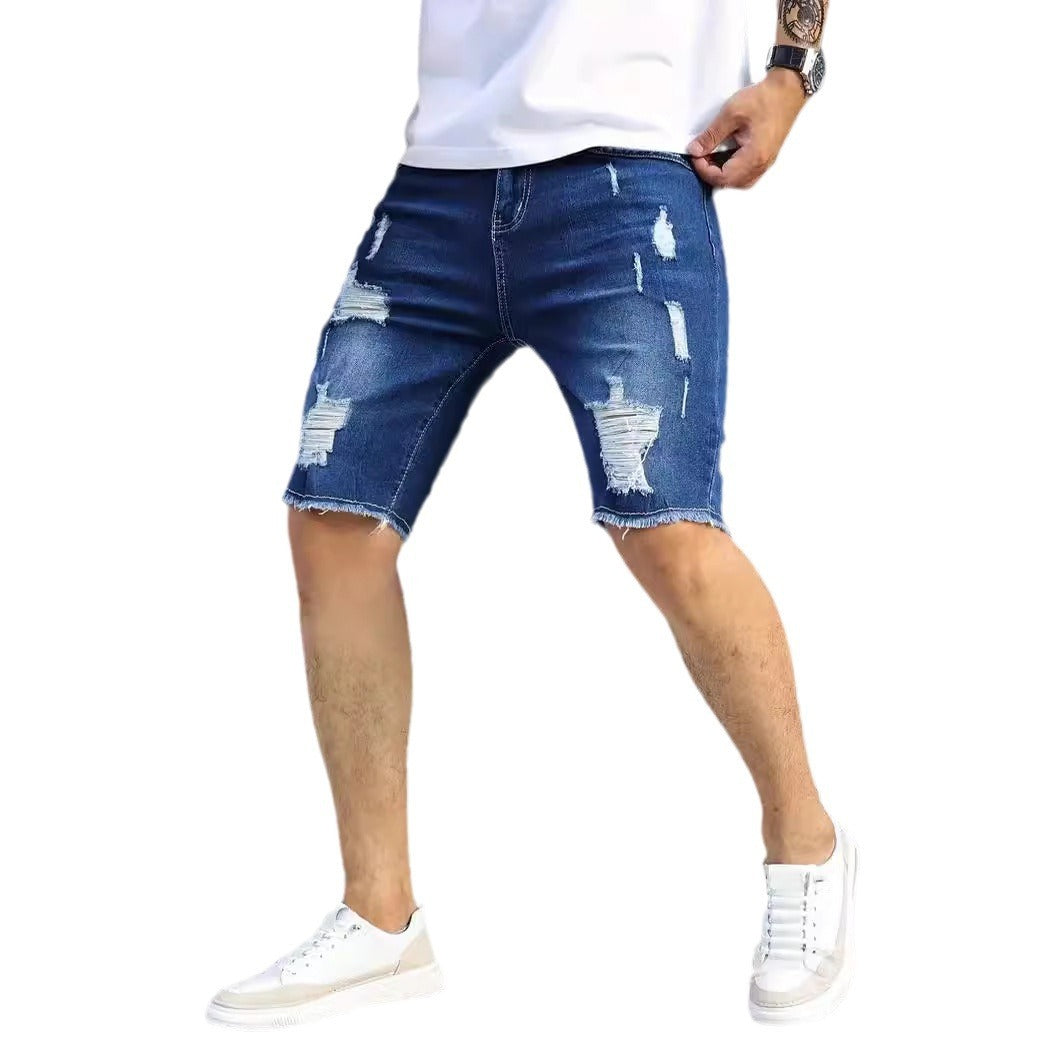 Leisure Ripped Slim Fit Denim Shorts - Nyaabs