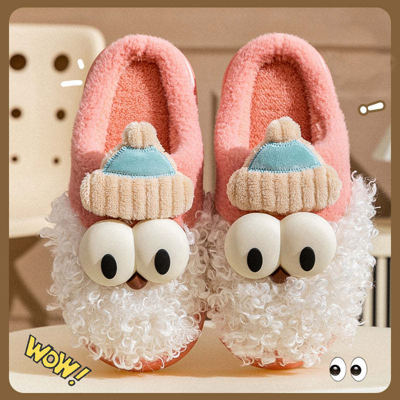 Cartoon Bearded Santa Claus Slippers Home Warm Non-slip Plush   Cotton Shoes Christmas Couple Floor Bedroom Slipper Women Men - Nyaabs