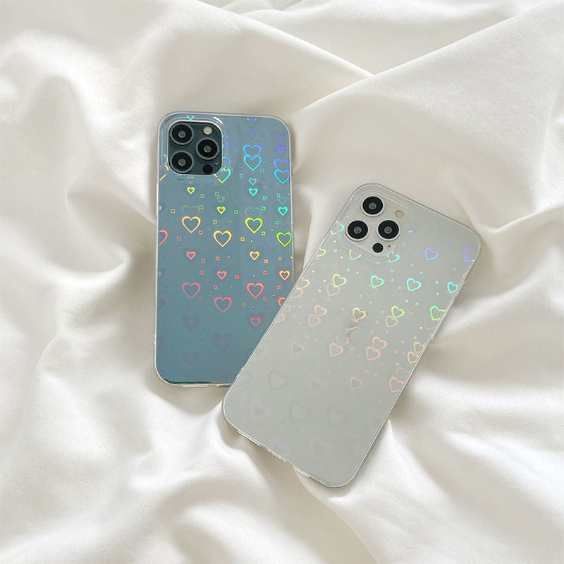 Laser Colorful Love For Double-sided Coated Silicone Phone Case - Nyaabs