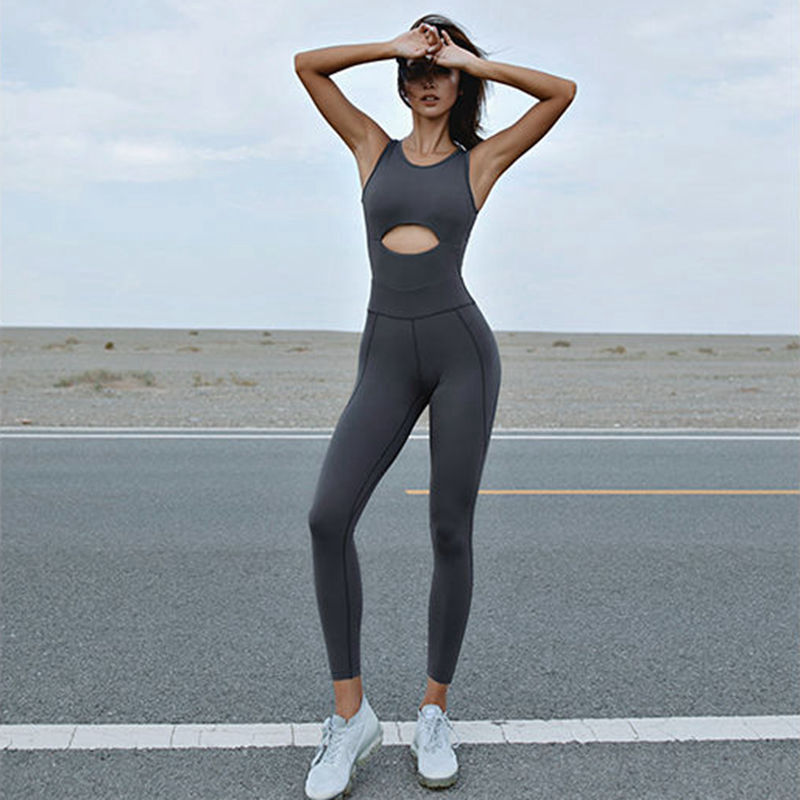 Elastic Beauty Back One Piece Tight Fitness Wear Sports Suit - Nyaabs