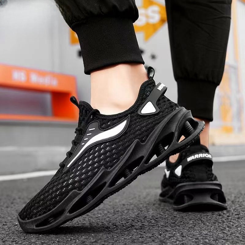 Men's Lace-up Sneakers Mesh Sports Shoes Fashion Hollow-sole Low Top Running Shoes - Nyaabs