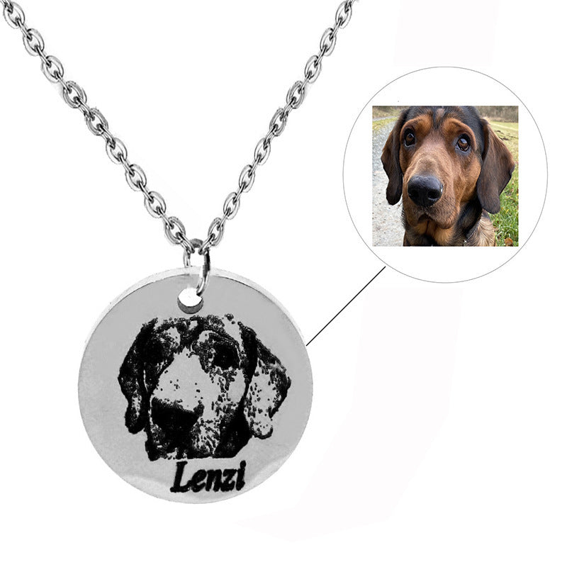 Personalized Pet Photo Disc Necklace Ladies Kitten Name Pendant Necklace Custom Animal Stainless Steel Necklace Jewelry - Nyaabs