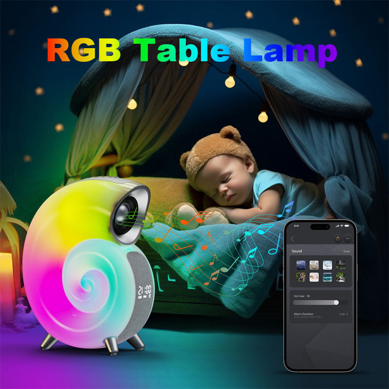 Conch Smart RGB Atmosphere Light Bluetooth Speaker Alarm Clock Wake-up Lamp White Noise Machine For Sleeping Baby APP Control - Nyaabs