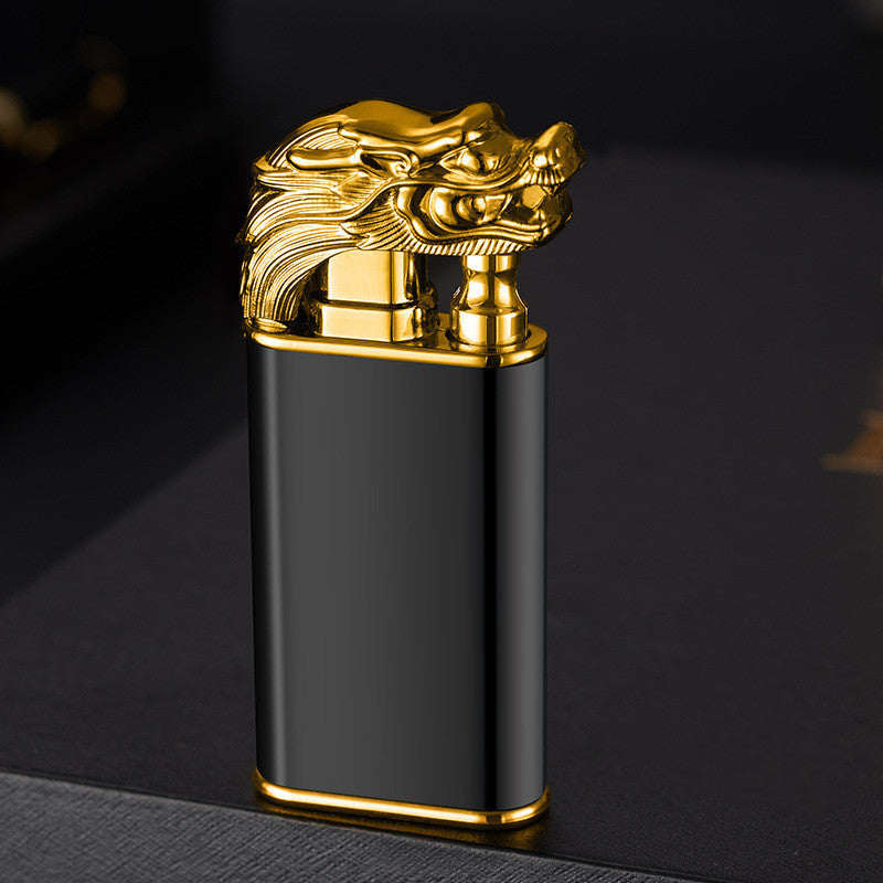 Creative Blue Flame Lighter Dolphin Dragon Tiger Double Fire Metal Winproof Lighter Inflatable Lighter nyaabs.com