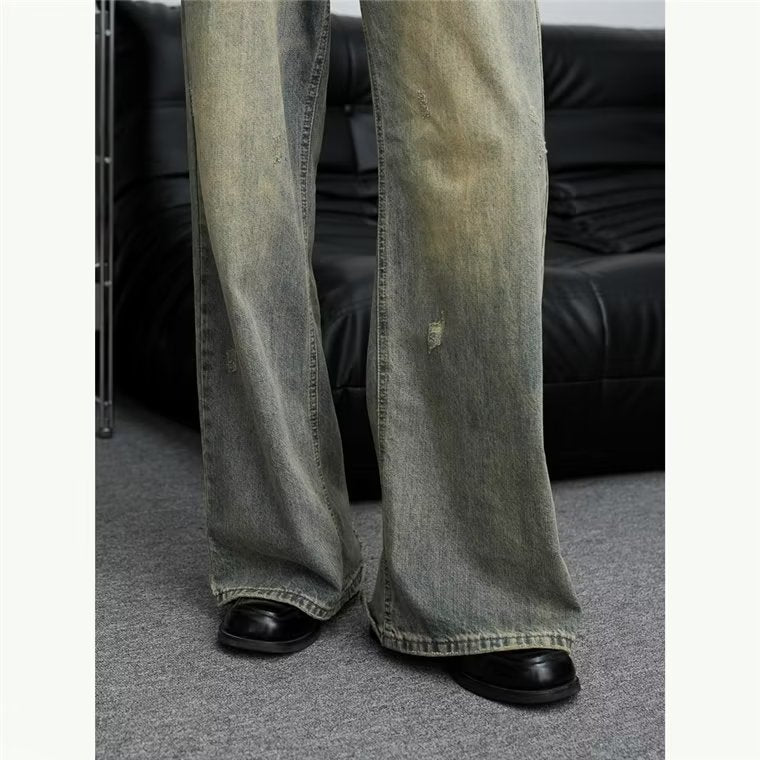 Loose All-match American Retro Distressed Wide-leg Jeans For Men - Nyaabs