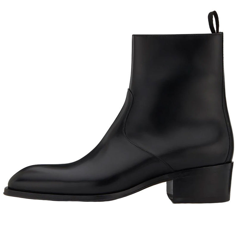 Leather Pointed Toe Zipper High Street Martin Boots - Nyaabs