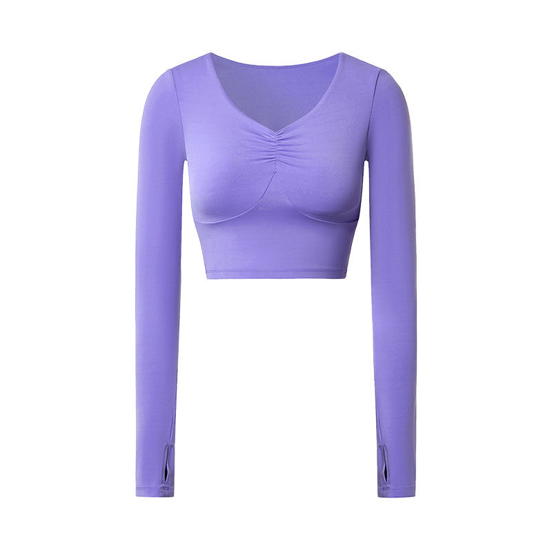 Sports Long Sleeve Slim-fit Yoga Wear With Chest Pad - Nyaabs