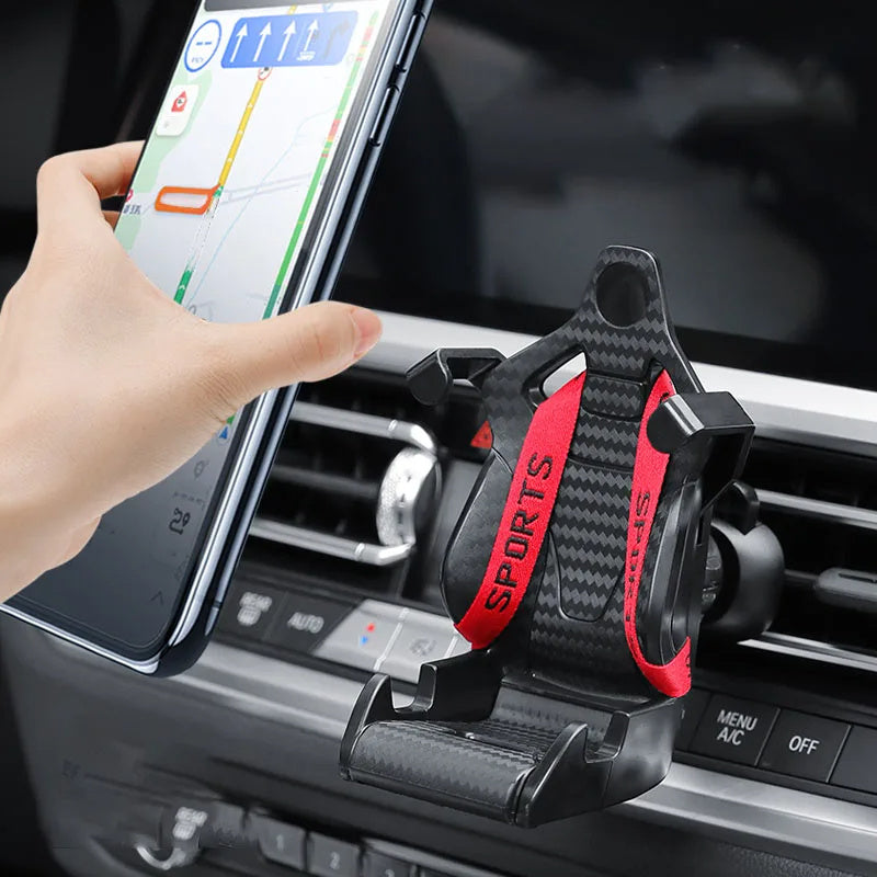 Racing Seat Shape Car Phone Holder Auto Air Vent Mobile Phone Clip 360 Degree Rotatable Car Cellphone Rack For Car Interior - Nyaabs