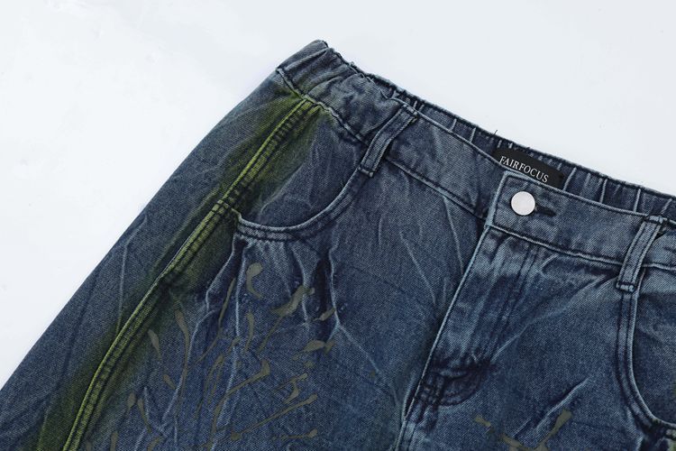 Washed Distressed Tie-dyed Flanging Jeans - Nyaabs