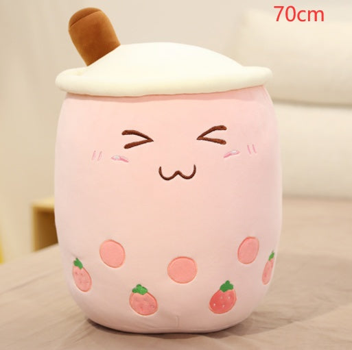 Cute Fruit Drink Plush Stuffed Soft Strawberry Milk Tea Plush Boba Tea Cup Toy Bubble Tea Pillow Cushion Kids Gift - Nyaabs