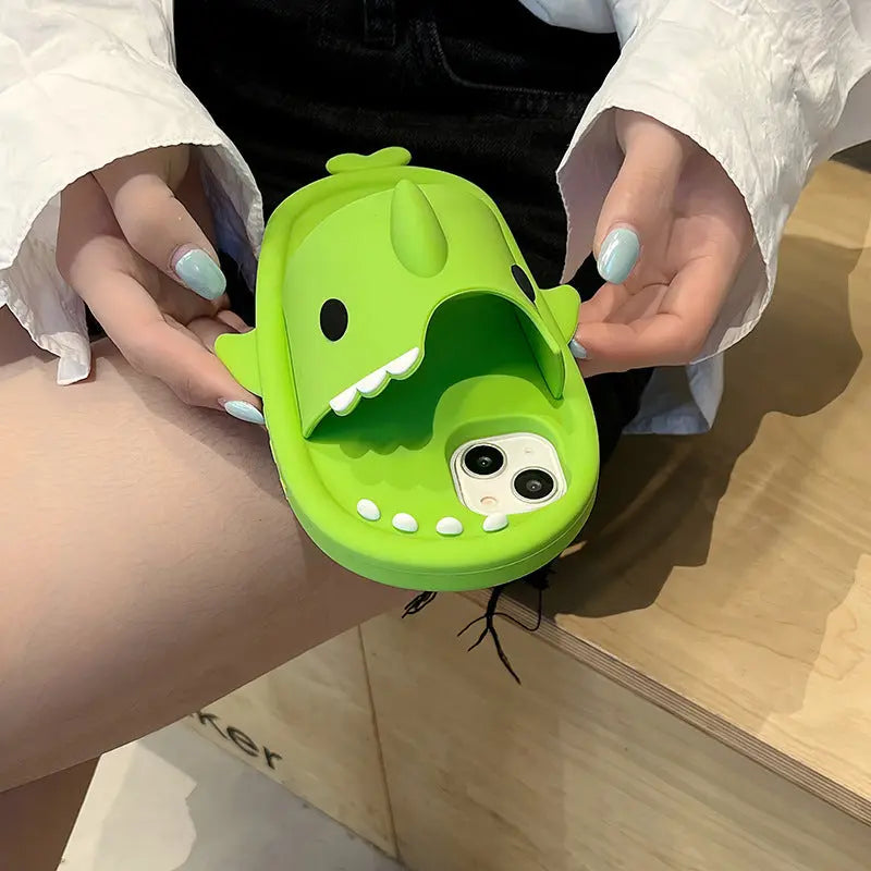 Funny Shark Slipper Phone Case For Iphone 11 12 13 14 Pro Max Creative Soft Silicone Shockproof Protective Full Cover For Apple - Nyaabs