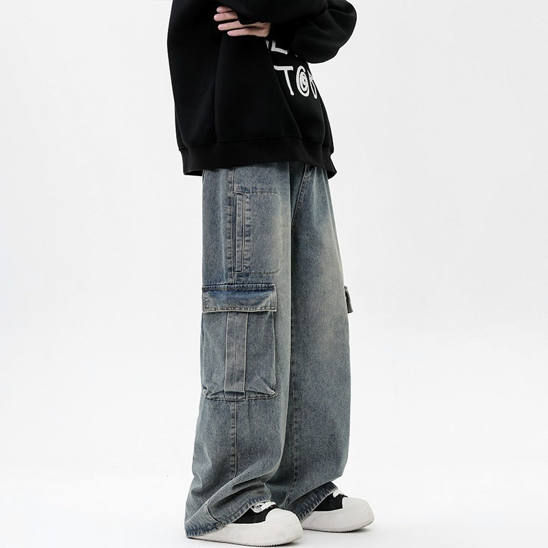 Men's Retro Loose Wide-leg Straight Pants - Nyaabs