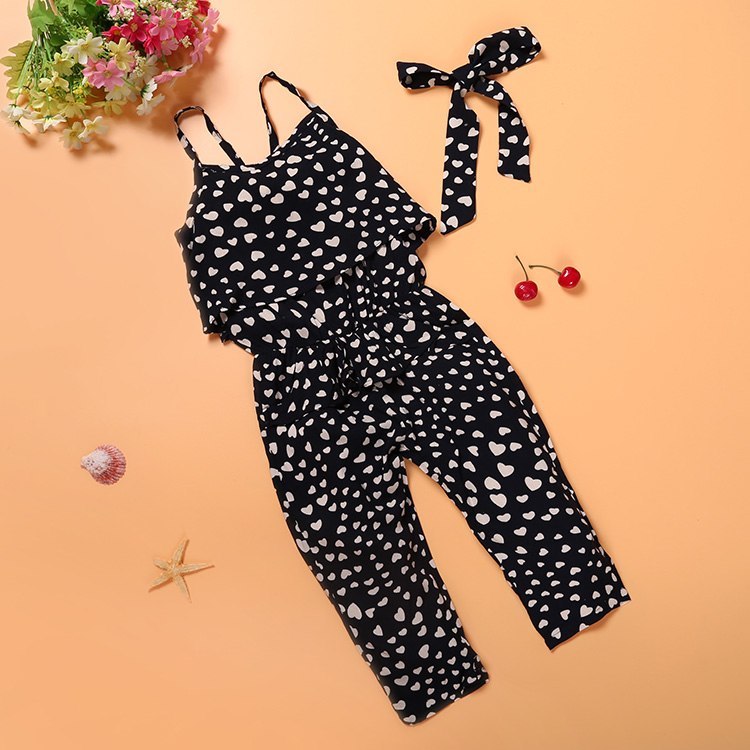 Fashion Summer Kids Girls Clothing Sets Cotton Sleeveless Polka Dot Strap Girls Jumpsuit Clothes Sets Outfits Children Suits - Nyaabs