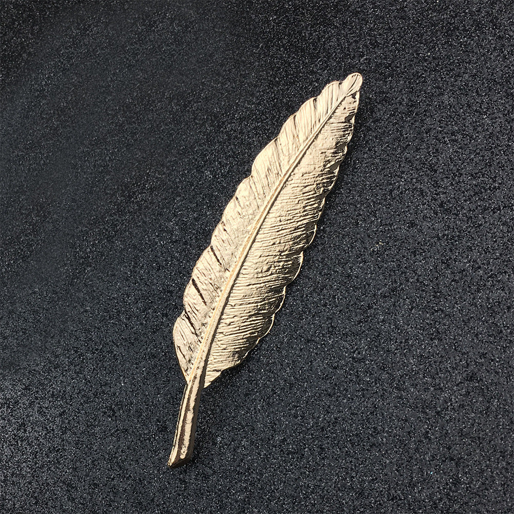 Metallic gold Feather Brooch for men - Nyaabs