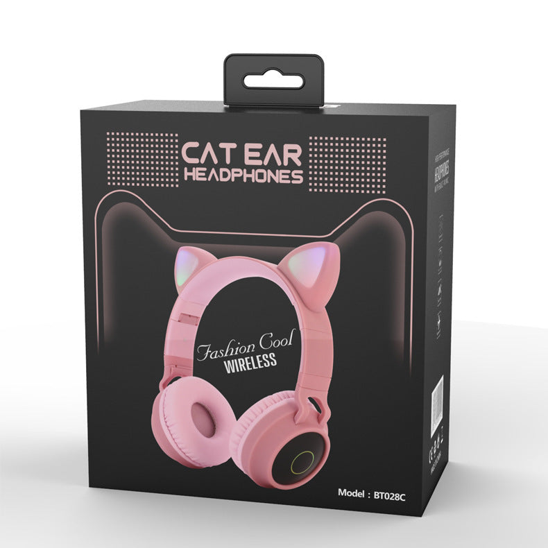 LED Light Cat Ear Headphones Wireless Bluetooth 5.0 Headset Portable Foldable Kids Headphone With Microphone Best Gift - Nyaabs