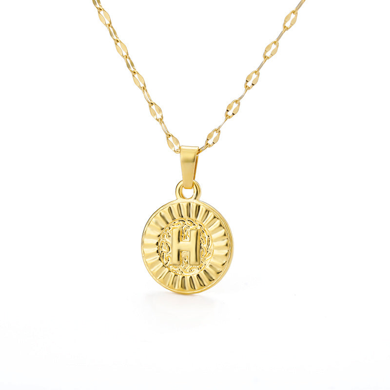 English Alphabet Disc Necklace Women And Men - Nyaabs