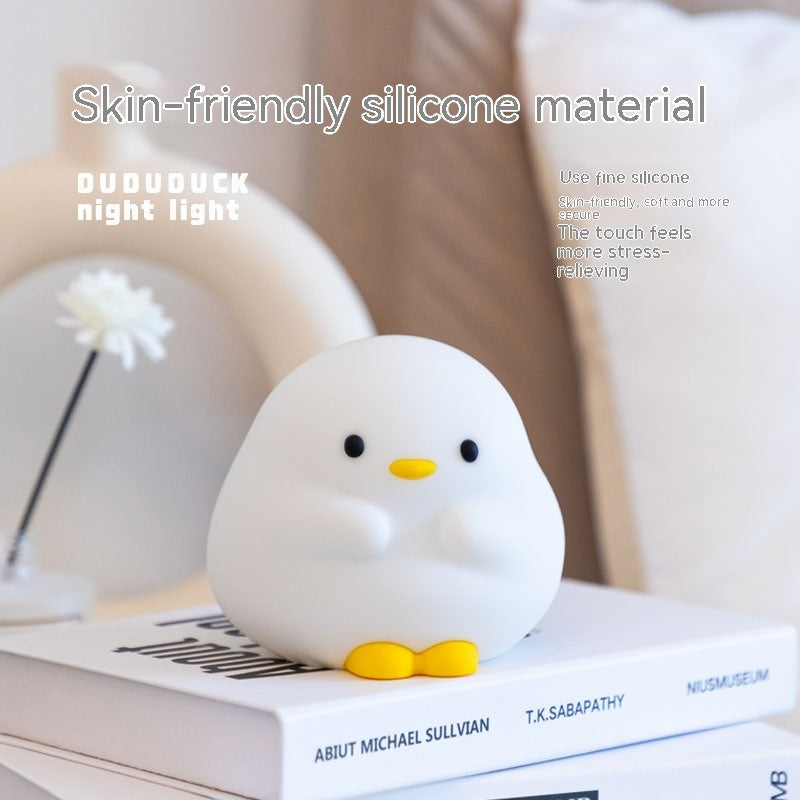 Cute Duck LED Night Lamp Cartoon Silicone USB Rechargeable Sleeping Light Touch Sensor Timing Bedroom Bedside Lamp For Kid Gift Home Decor - Nyaabs