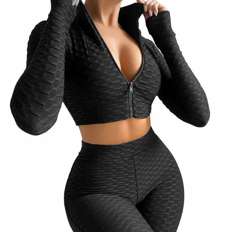 Women's Yoga Wear Fashion Solid Color Long-sleeved Casual Sports Suit - Nyaabs