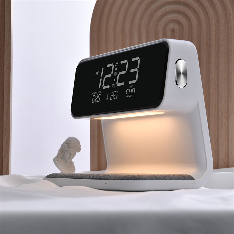 Creative 3 In 1 Bedside Lamp Wireless Charging LCD Screen Alarm Clock  Wireless Phone Charger nyaabs.com