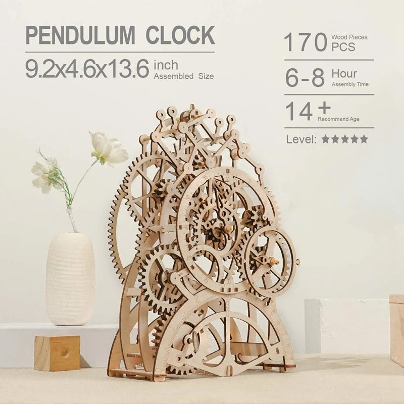 Robotime Rokr Pendulum Clock 170 Pcs 3D Wooden Puzzle Toys Building Block Kits Assembly Gifts For Children Adults Dropshipping My Store