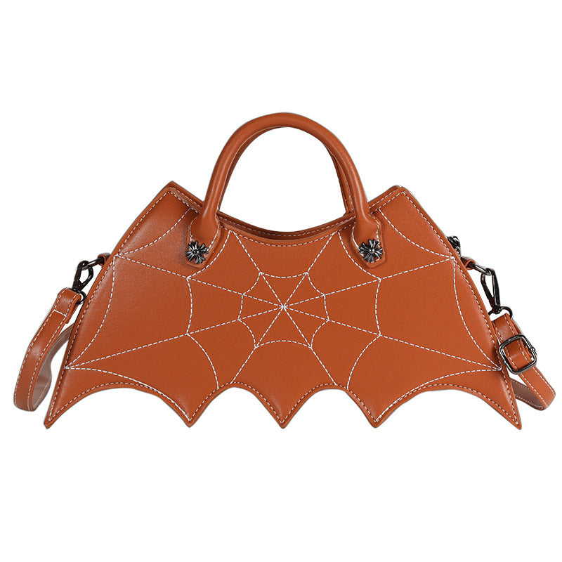 Halloween Spider Web Shape Shoulder Bags Personality Batgirl Tide Pu Handbags Fashoin Messenger Crossbody Bag - Nyaabs