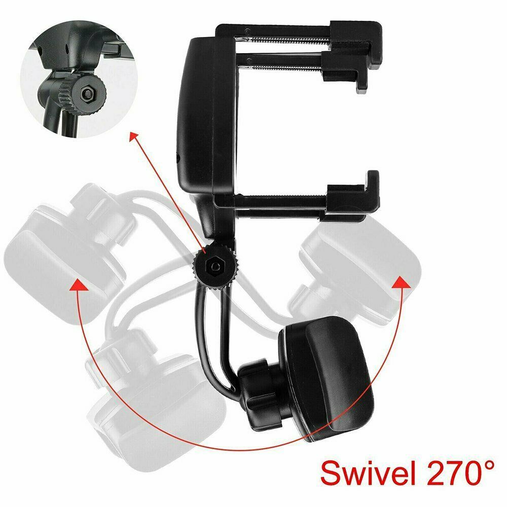 Universal Car Rear View Mirror Mount Stand GPS Cell Phone Holder 360 Rotation - Nyaabs