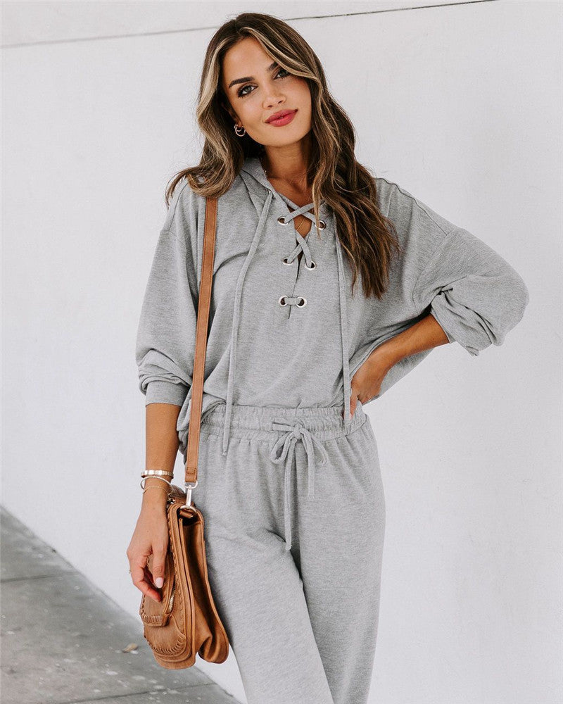 Long-sleeved Trousers Hooded Suit Sports Home Wear - Nyaabs