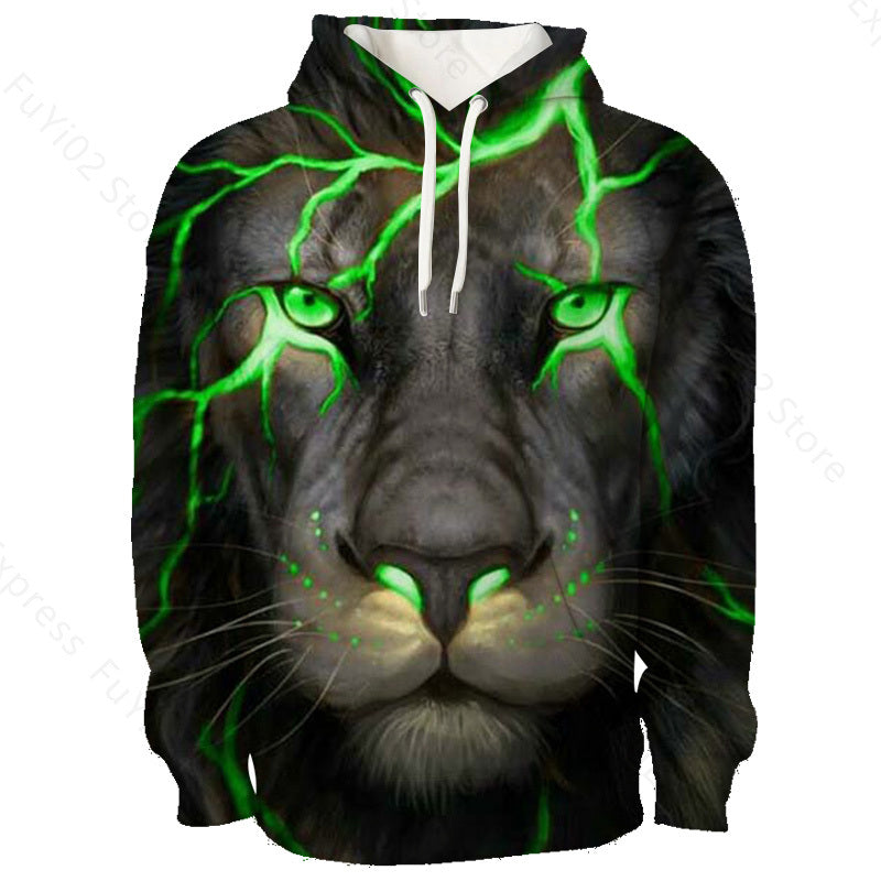 Animal 3d Wolf Pattern Hoodie Men And Women Sports Casual Wear - Nyaabs