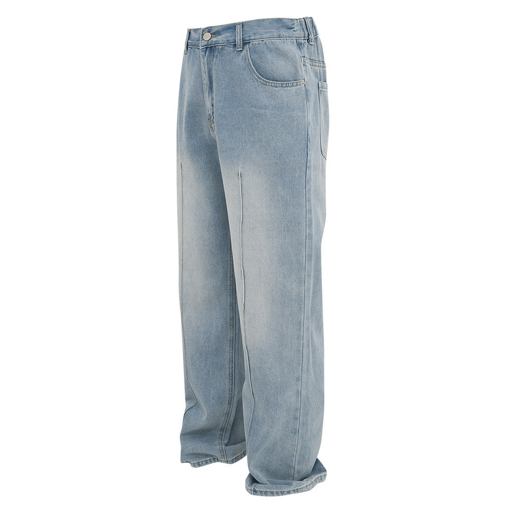 Washed And Faded Denim Trousers Men's Fashion - Nyaabs