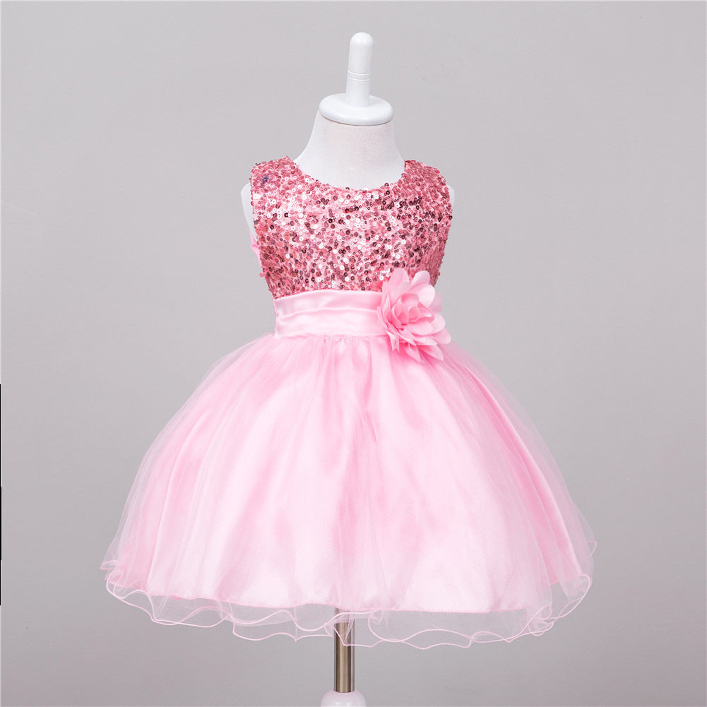 Baby Sequin Dress Flower Girl Wedding Princess Dress - Nyaabs