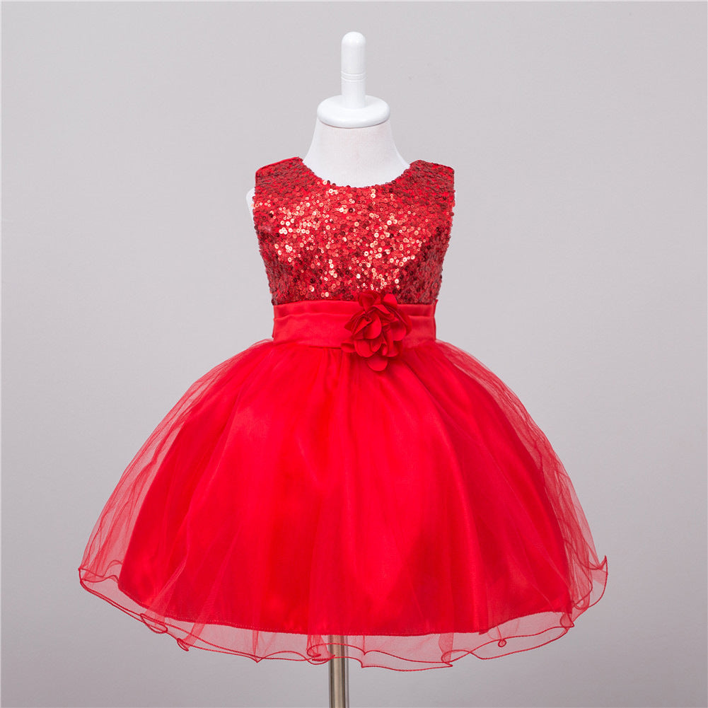 Baby Sequin Dress Flower Girl Wedding Princess Dress - Nyaabs