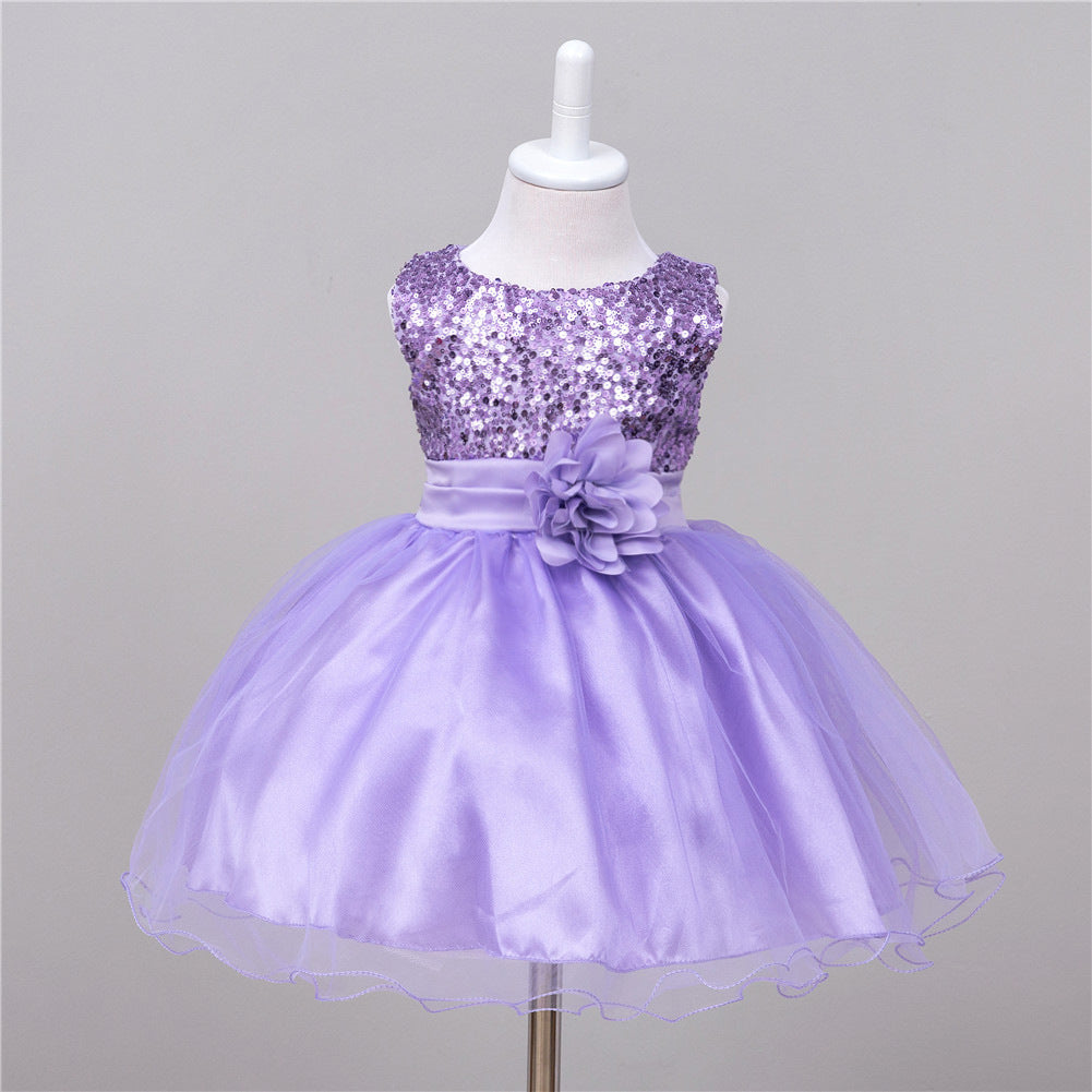 Baby Sequin Dress Flower Girl Wedding Princess Dress - Nyaabs