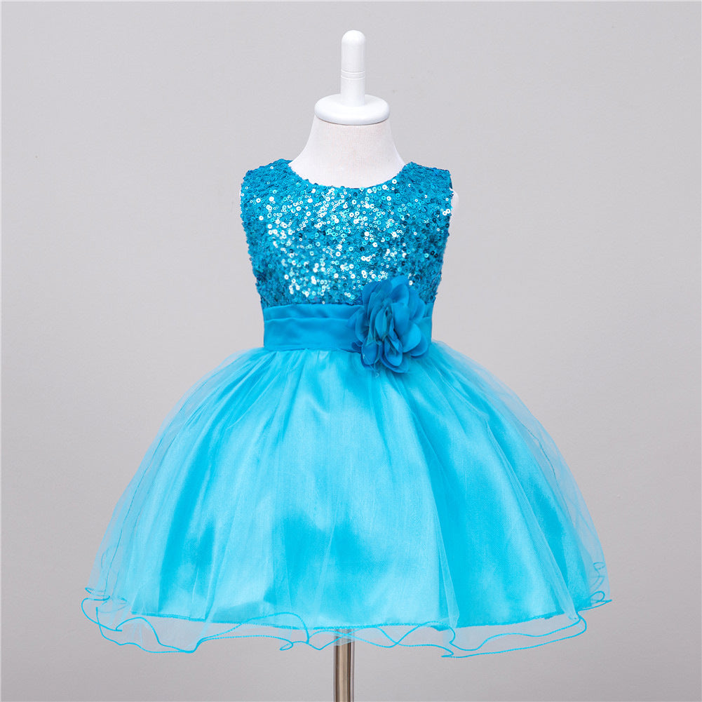 Baby Sequin Dress Flower Girl Wedding Princess Dress - Nyaabs