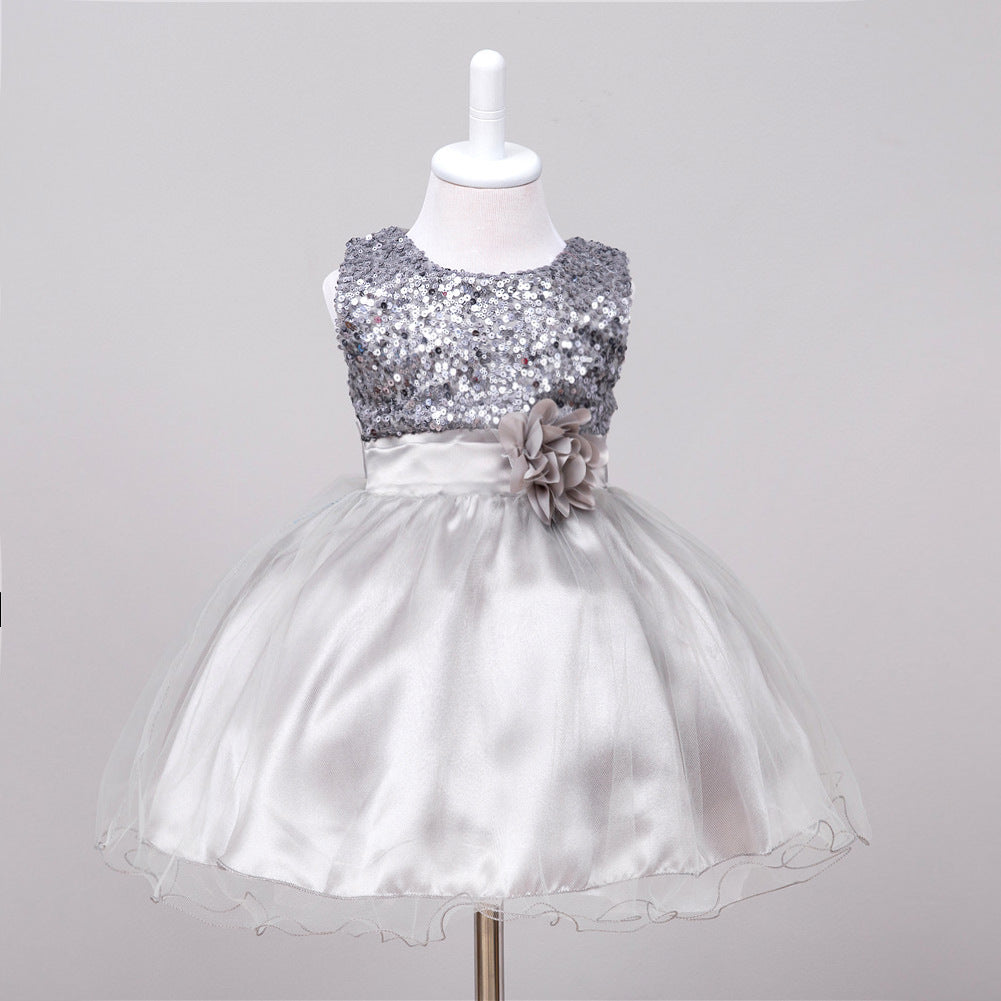 Baby Sequin Dress Flower Girl Wedding Princess Dress - Nyaabs