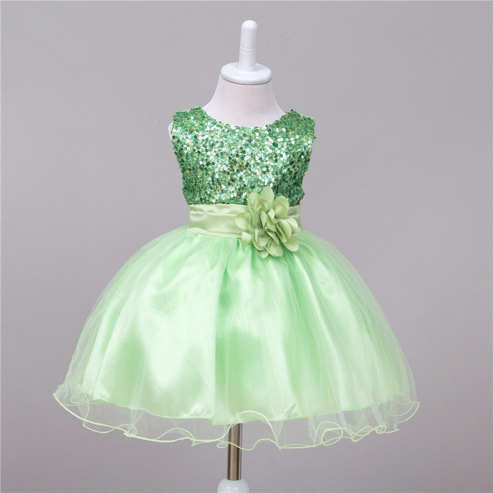 Baby Sequin Dress Flower Girl Wedding Princess Dress - Nyaabs