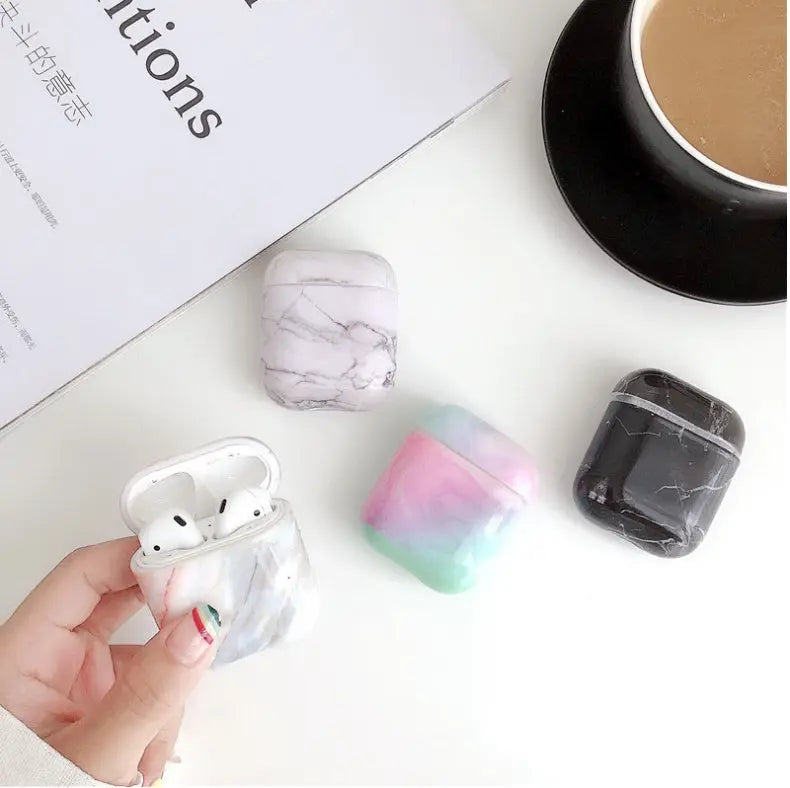 Compatible with Apple, White Marble Case for Airpods Earphone Case - Nyaabs