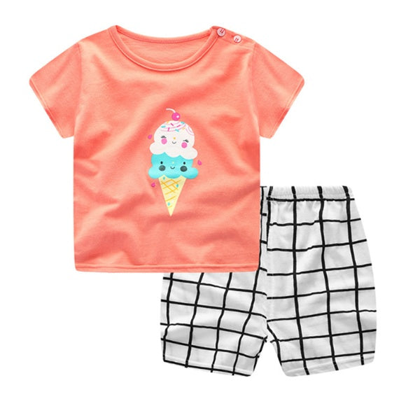 Cartoon Clothing Baby Boy Summer Clothes T-shirt Baby Girl Casual Clothing Sets - Nyaabs