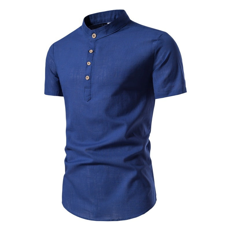 Cotton And Linen Half Open Men's Shirt - Nyaabs