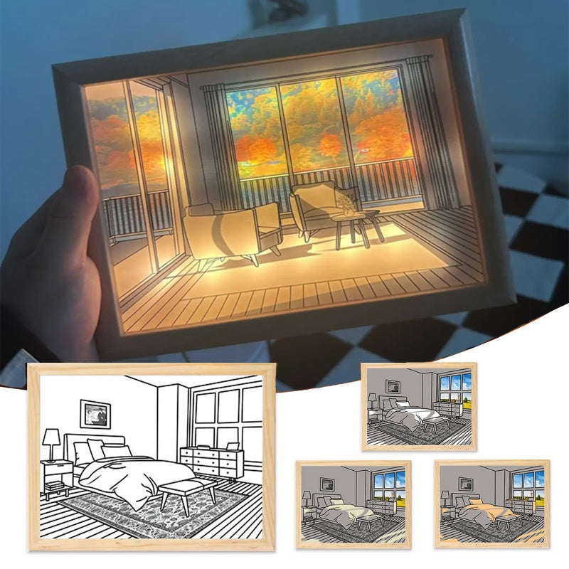 Illuminated Picture LED Decorative Light Painting Bedside Picture Style Creative Modern Simulate Sunshine Drawing Night Light Gift nyaabs.com