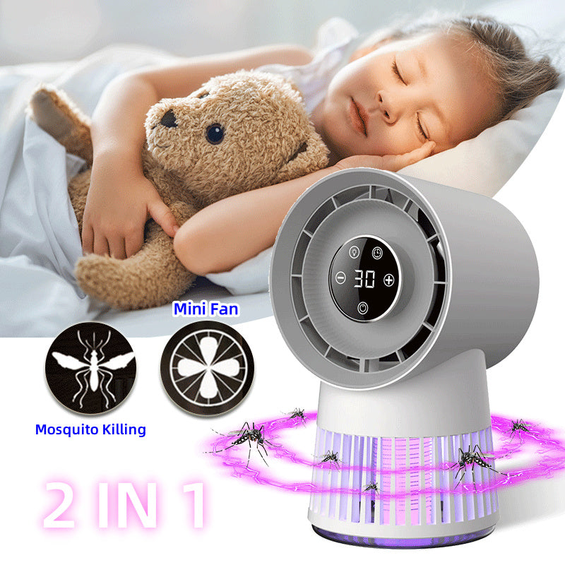 Creative 2-in-1 Mosquito Killing Mini Desk Fan Electric Mosquito Killer USB Rechargeable Fan Night Lamp Home And Outdoor Supplies - Nyaabs