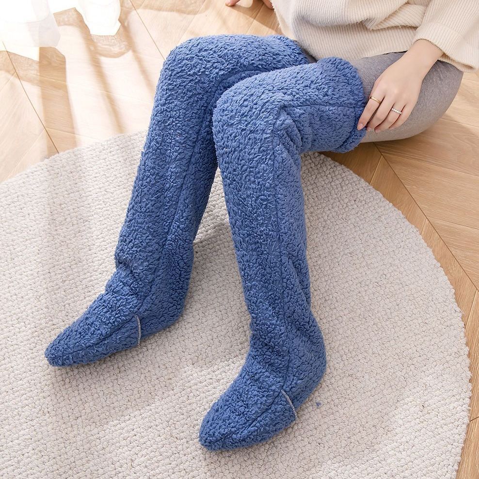 Over Knee High Fuzzy Long Socks Winter Warm Cold Leg Knee Joint Cold-proof Stockings Home Floor Sleeping Socks - Nyaabs