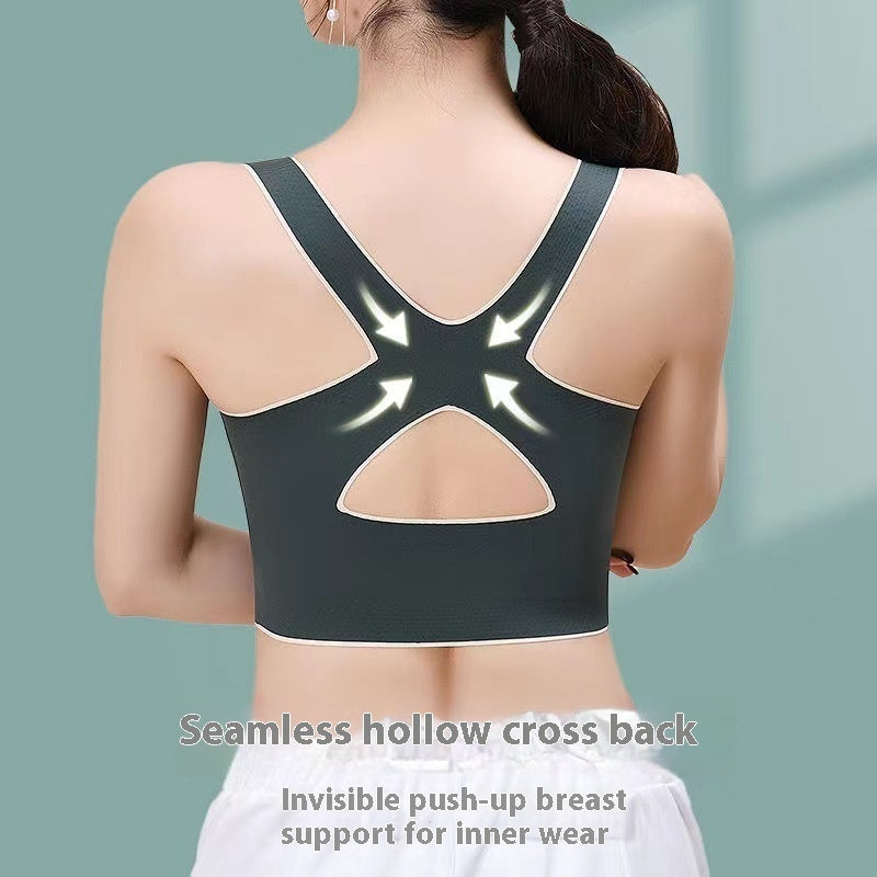 Cross Side Buckle Breast Holding Sports Bra Outer Wear Yoga Vest - Nyaabs